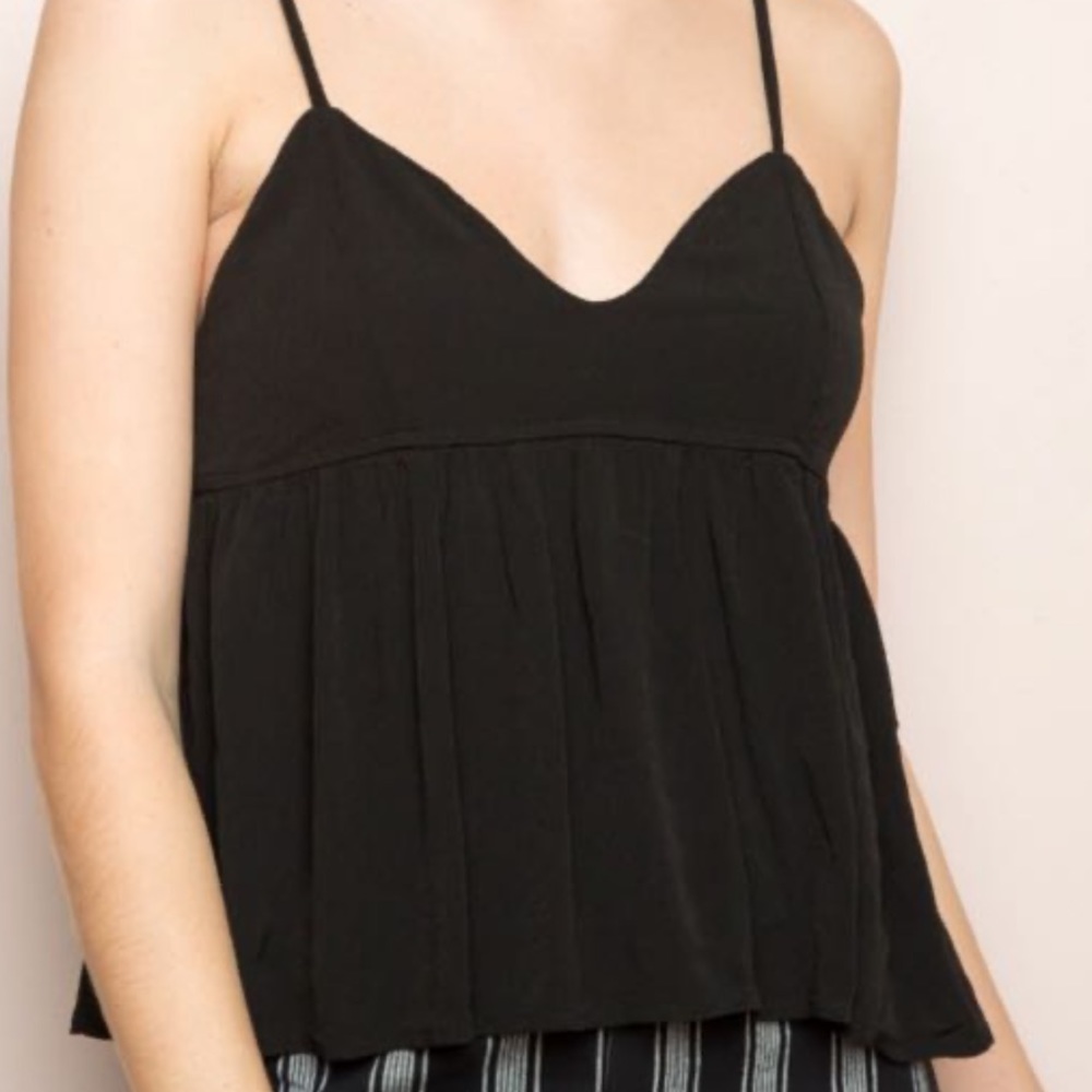 Brandy Melville black flowy top with back tie